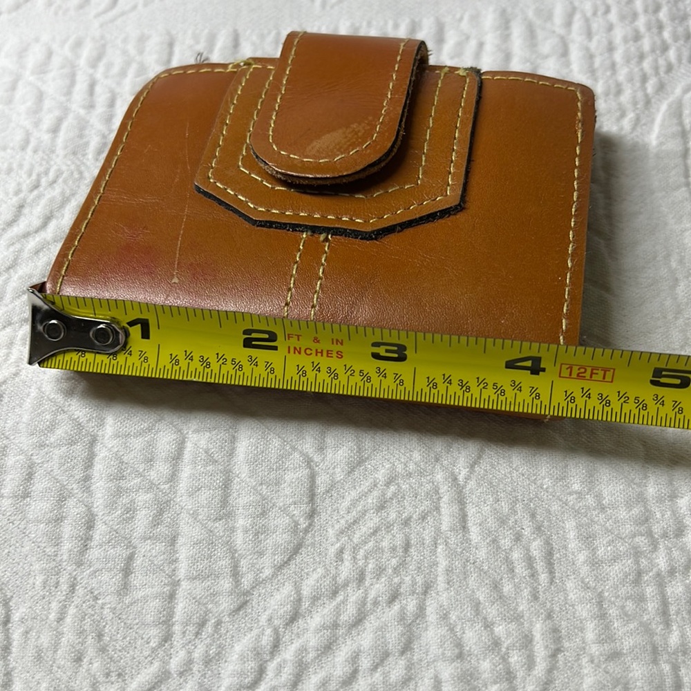 ⭐️🌸Vintage leather bifold wallet plastic picture slots coin purse boho retro - Picture 11 of 12